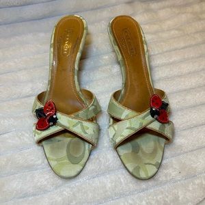Vintage, rare, ladybug, Coach mini heel sandal